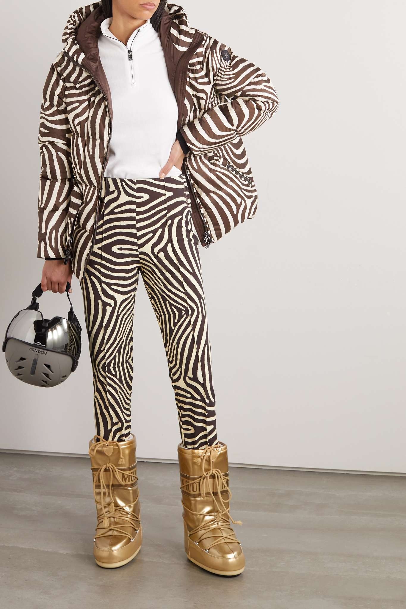 Zebra-print ski pants