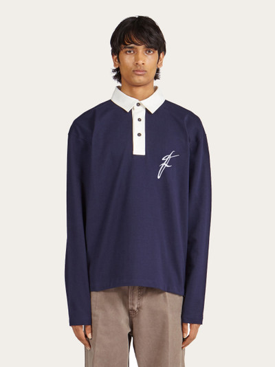 FERRAGAMO Long sleeved polo with contrasting collar outlook