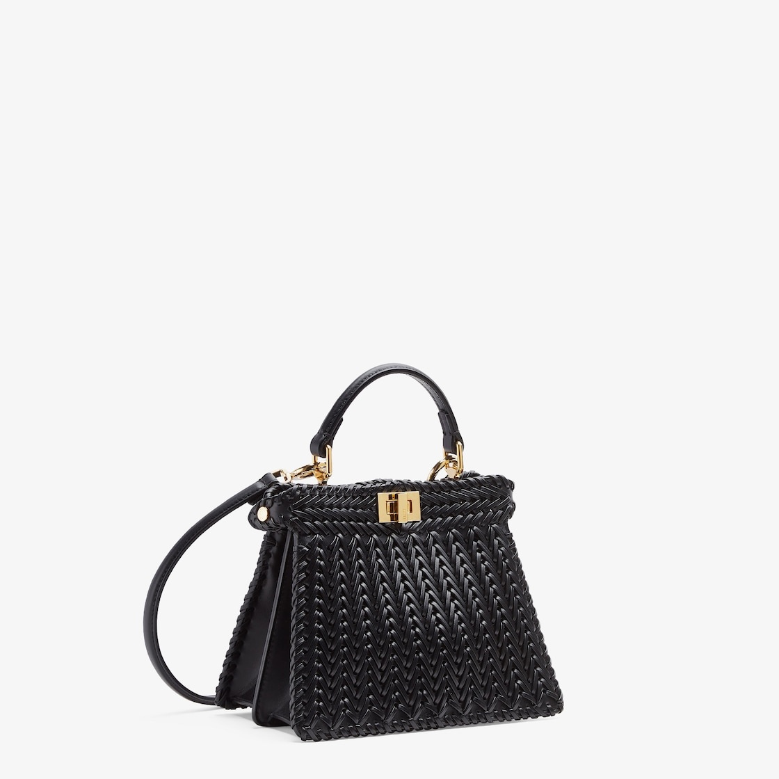 Iconic Peekaboo ISeeU bag in an ideal, compact size. Made of black leather with borders and front pa - 2