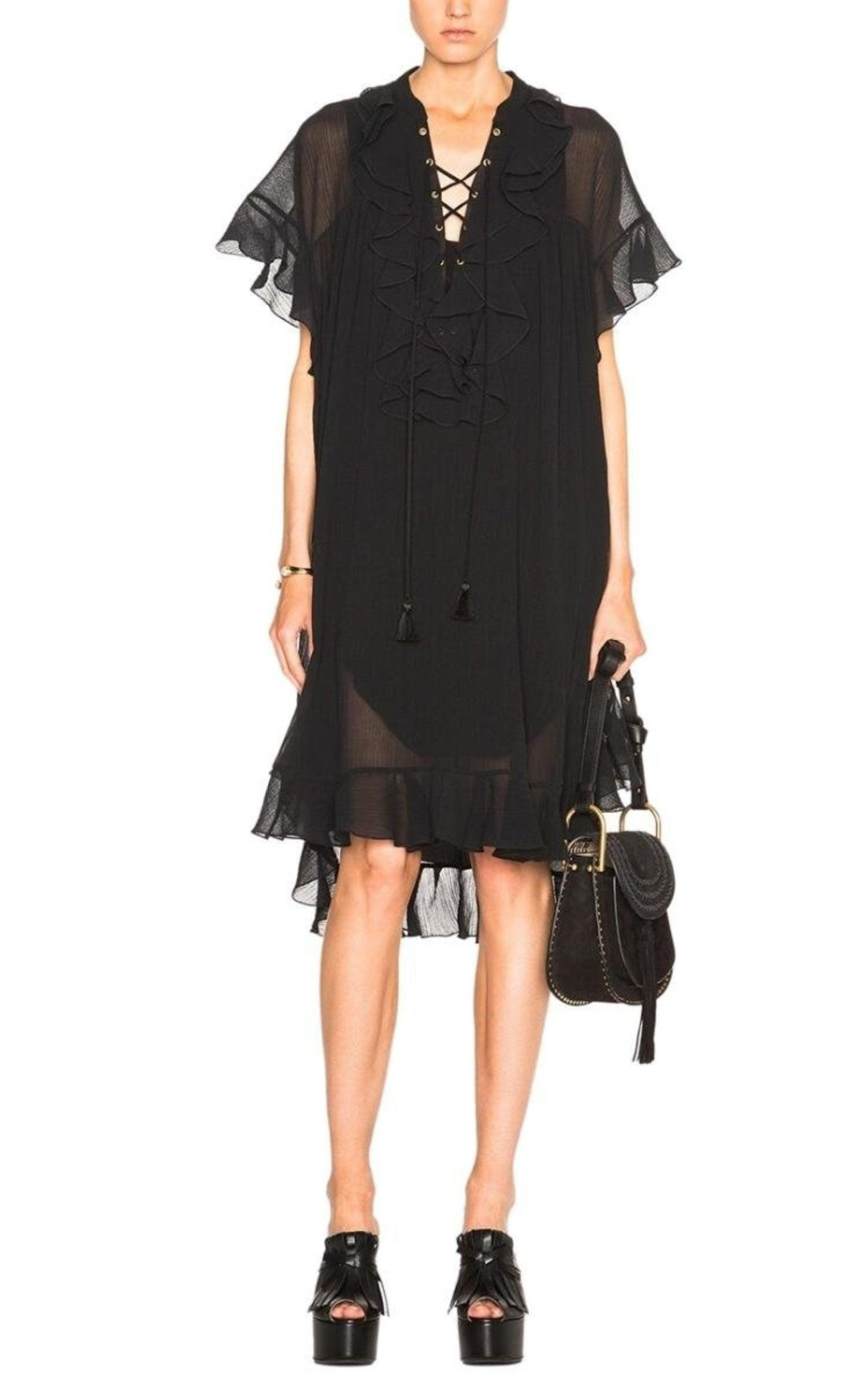 Cotton Crepon Gauze Ruffle Dress - 2