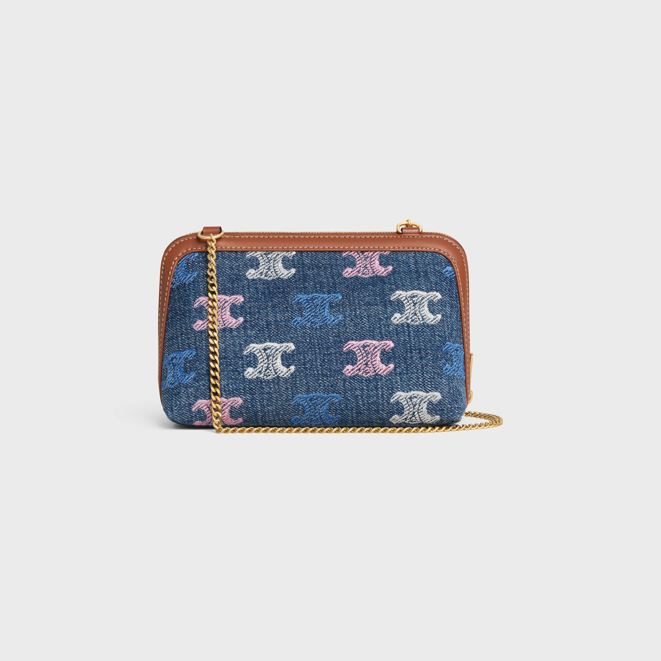 Clutch on Chain Cuir triomphe IN DENIM WITH TRIOMPHE ALL OVER - 4