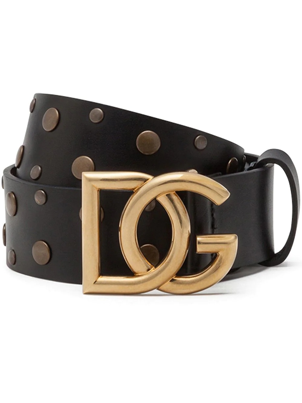 logo-buckle studded belt - 1