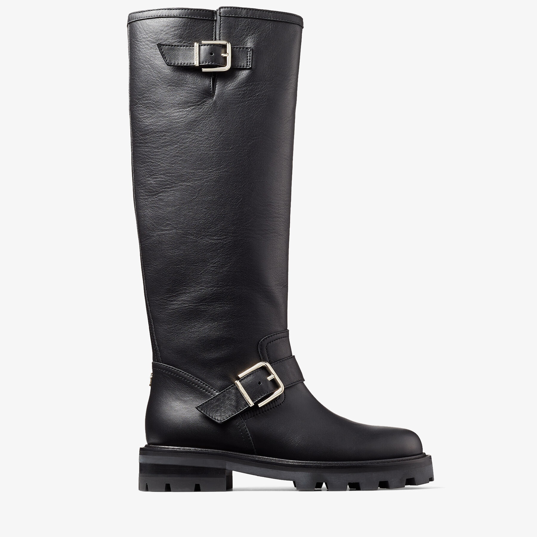 Biker II Tall
Black Smooth Leather Knee-High Biker Boots - 1