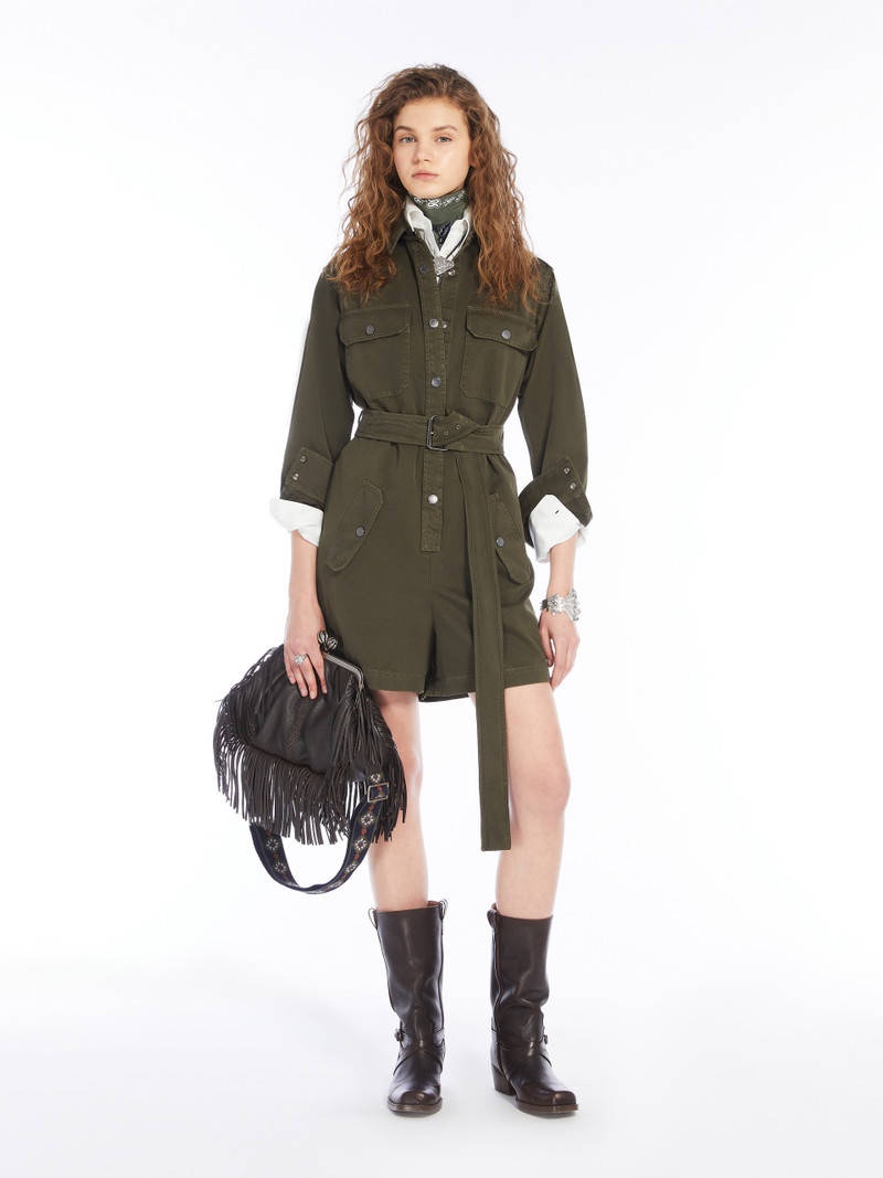 WEEKEND Max Mara MANAGER Cotton gabardine cargo jumpsuit outlook