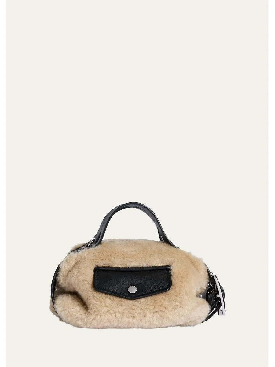 Mini Leather-Trim Faux Fur Shoulder Bag - 1