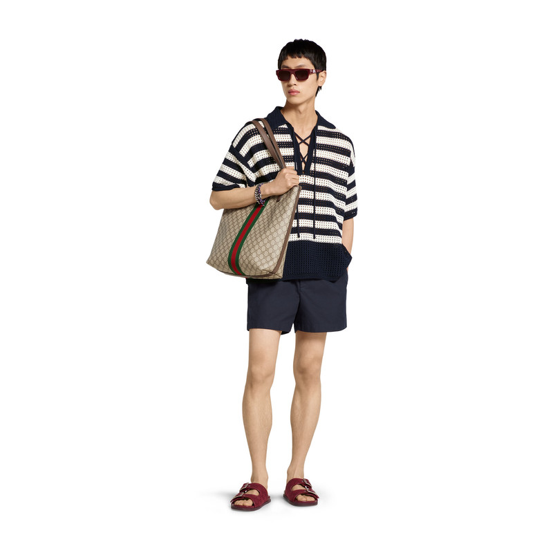 GUCCI Oxford cotton shorts with embroidery outlook