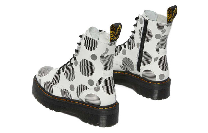 Dr. Martens (WMNS) Dr. Martens Jadon Polka Dot Smooth Leather Platform Boots 'White Black' 26882101 outlook