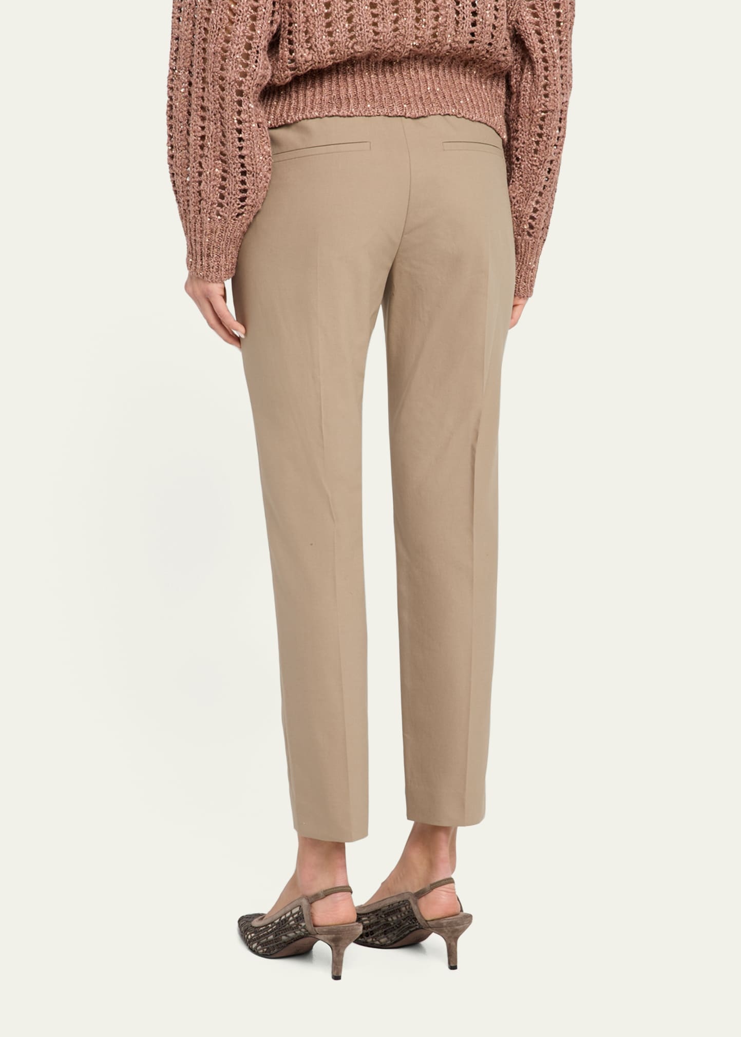 Cotton Slim-Leg Ankle Pull-On Pants - 3
