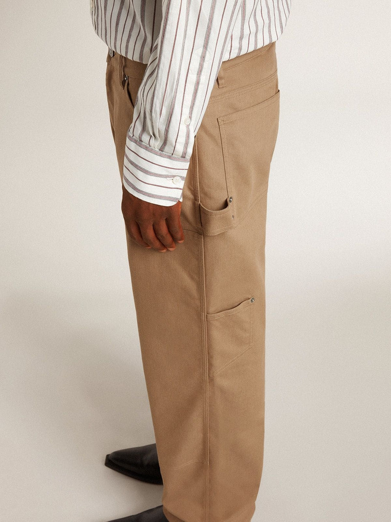 Men's beige pants with patches 5