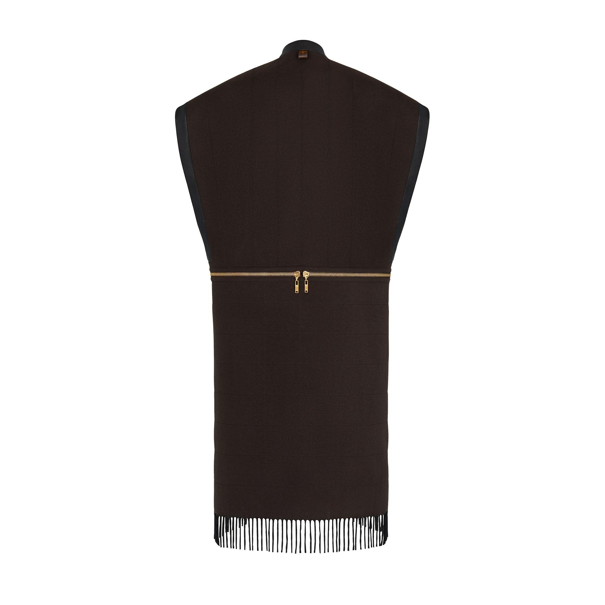 Sleeveless Zip-Off Fringe Coat - 3