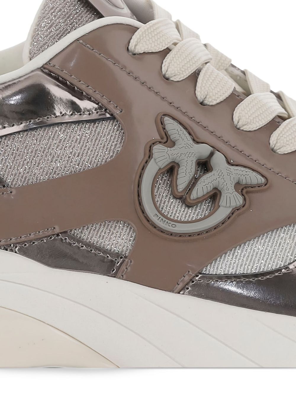 metallic-panel lace-up sneakers - 5