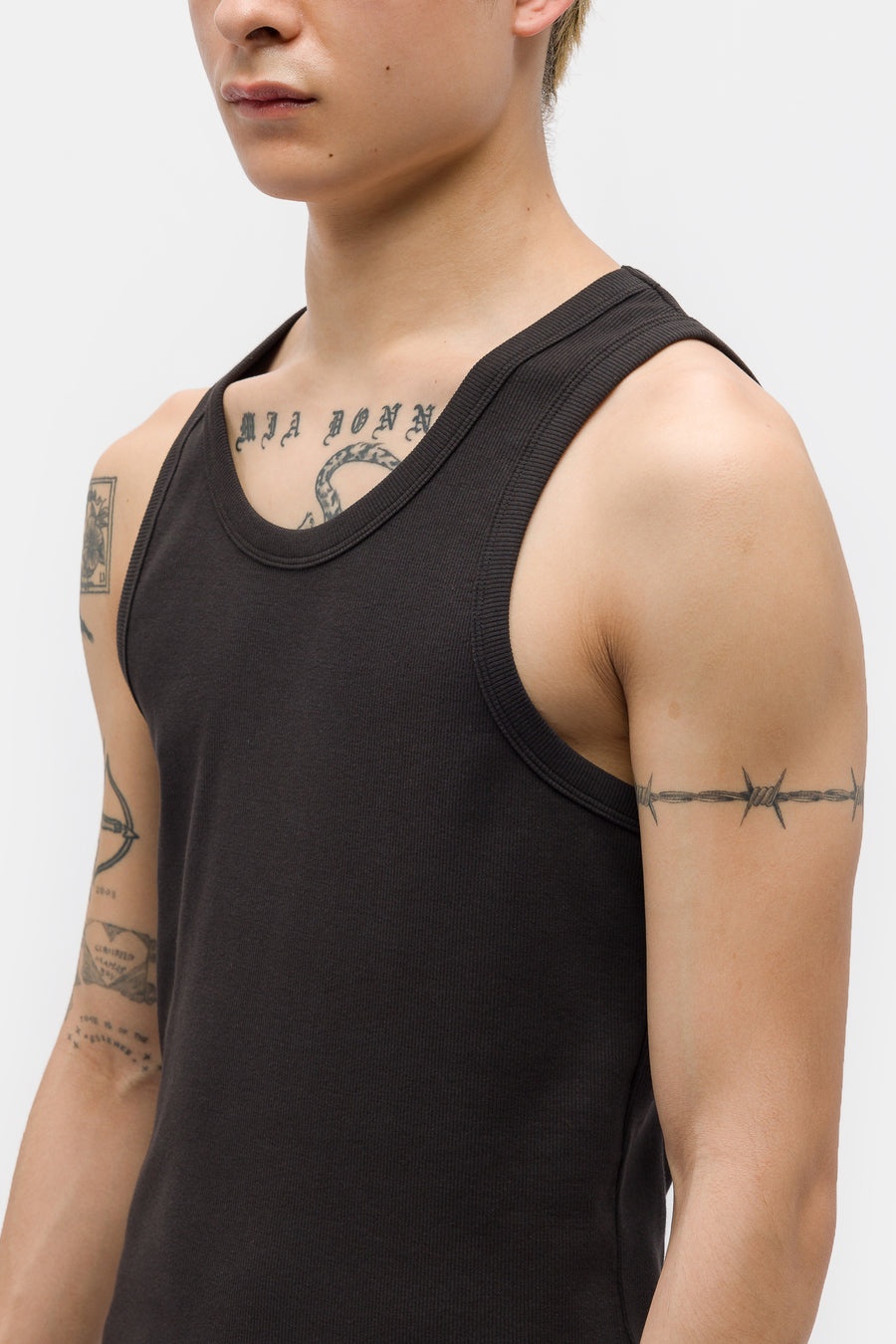 Rib Tank Top in Black - 4