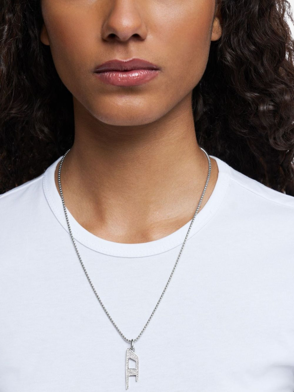 steel crystal-pavé necklace - 4