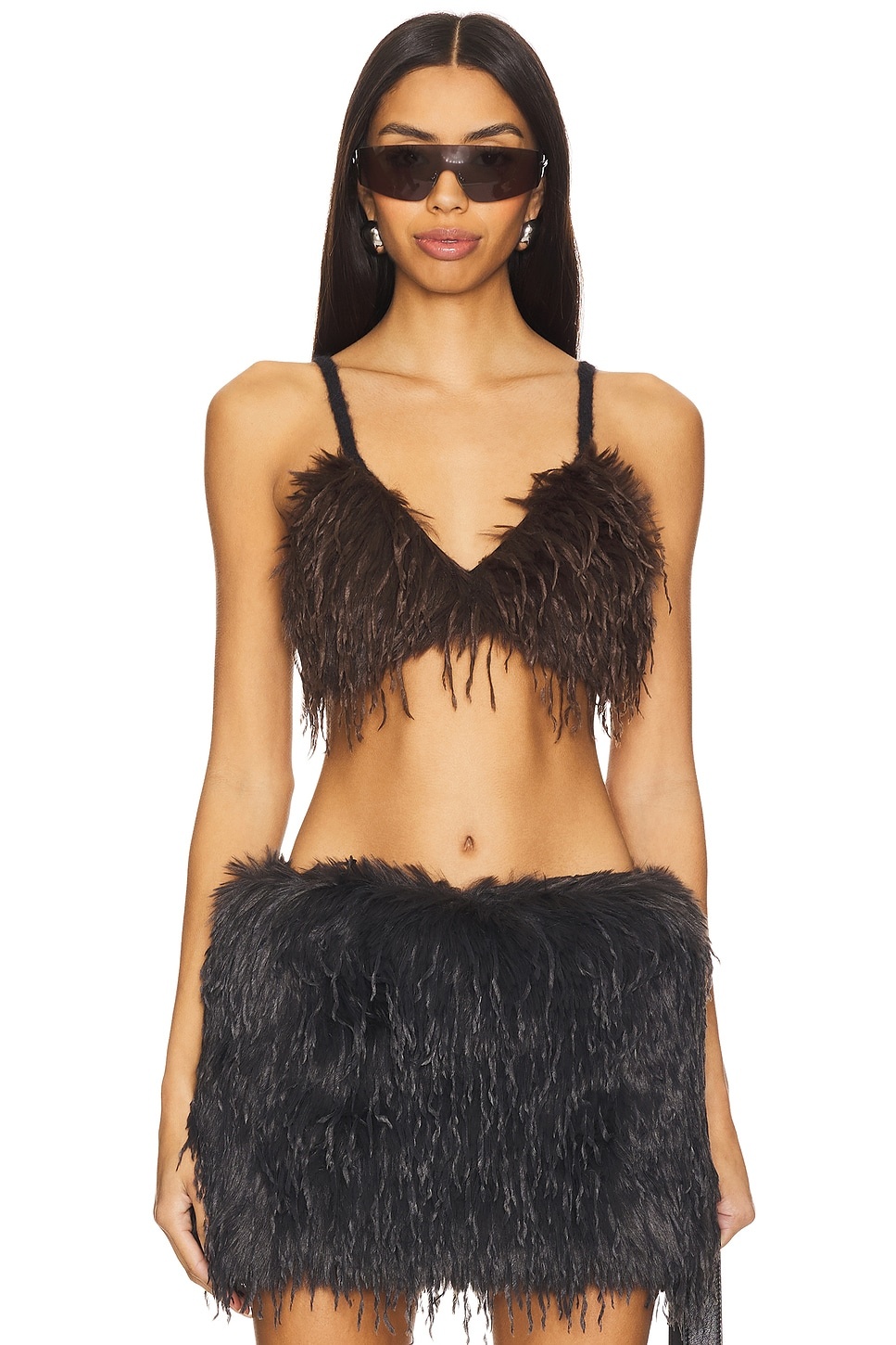 Knitted Faux Feather Bra - 1