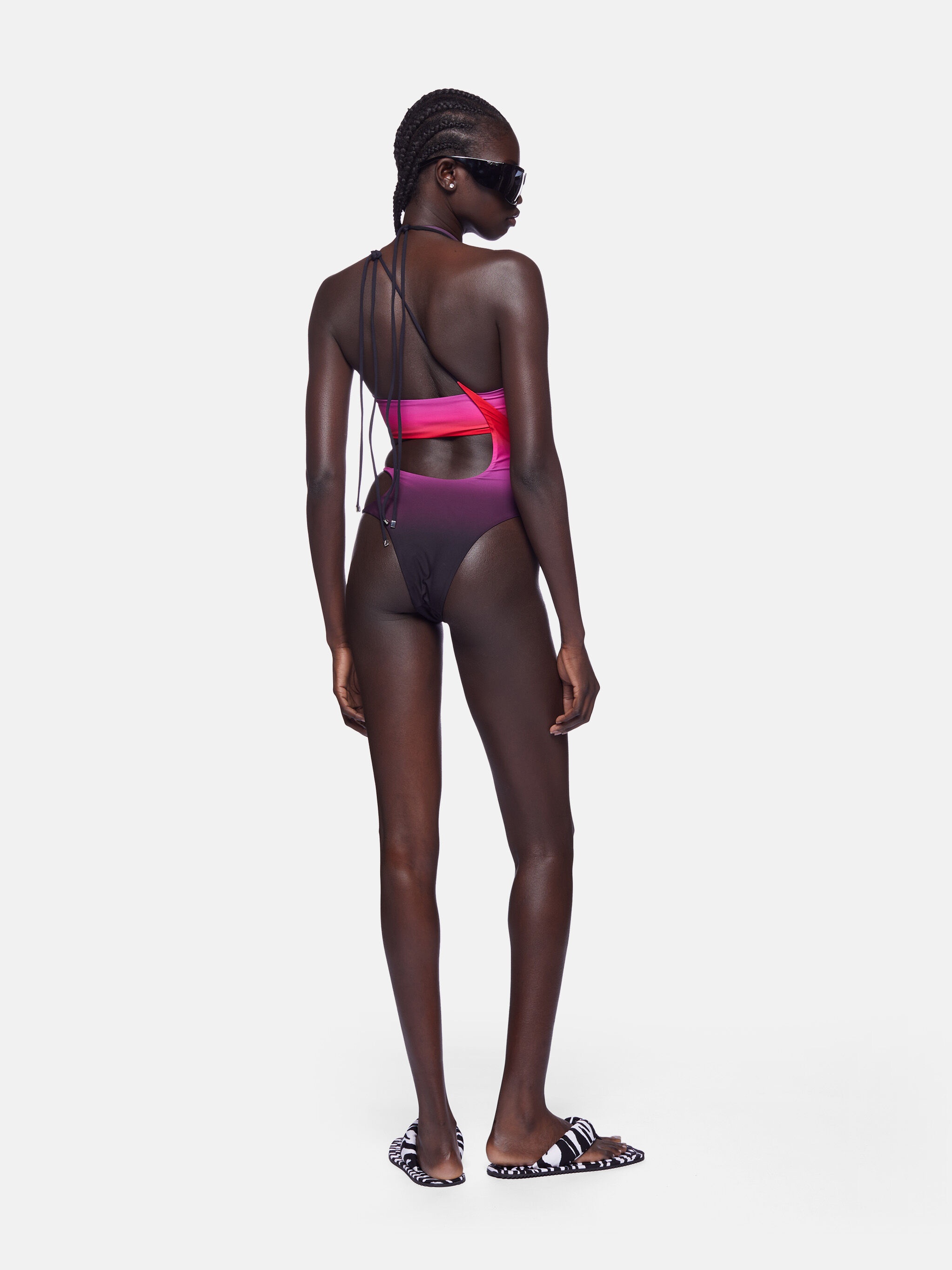 RED, BLACK AND FUCHSIA ONE PIECE - 4