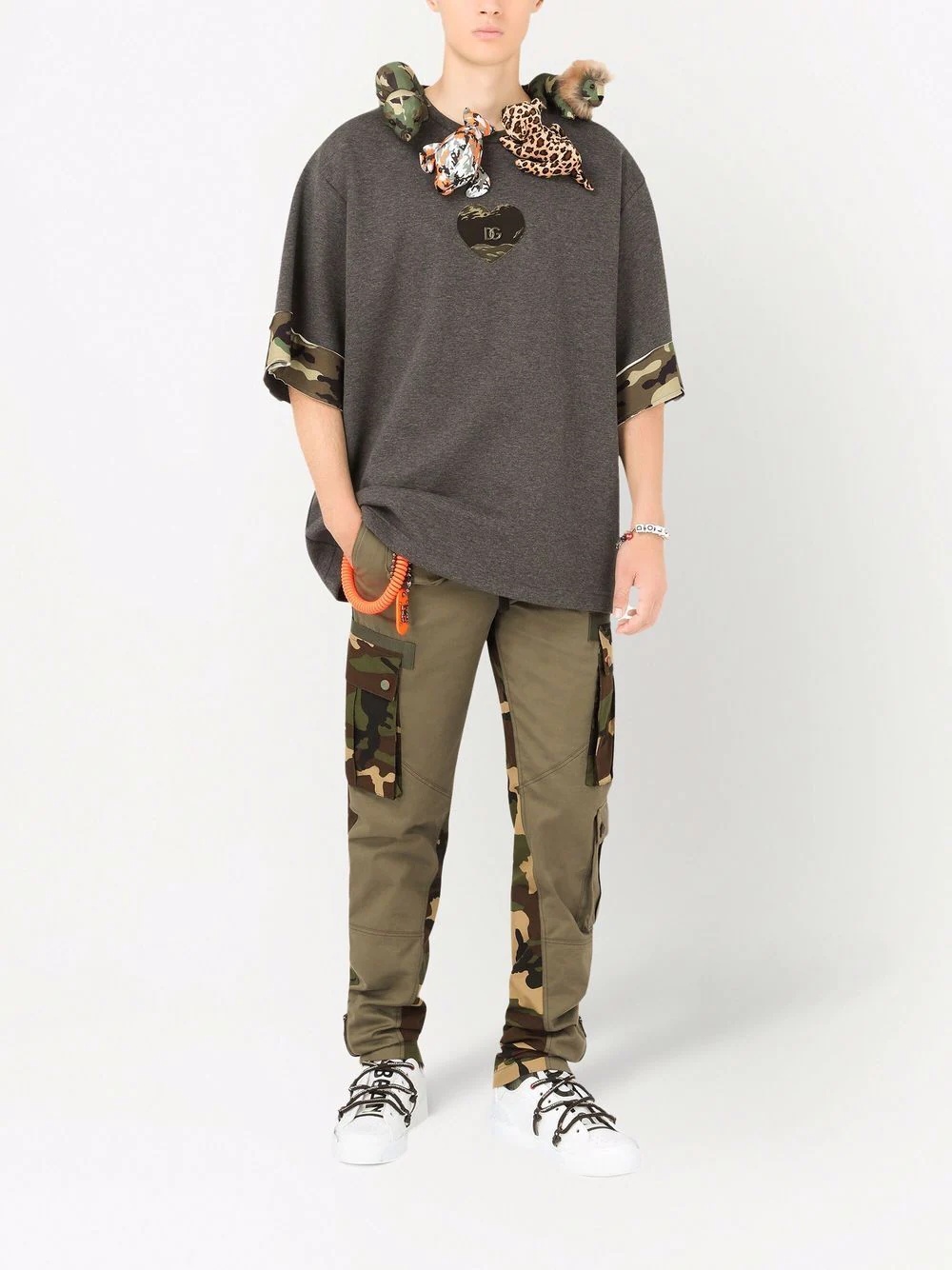 camouflage panelled trousers - 2