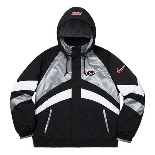 Supreme SS19 x Nike Hooded Sport Jacket Crossover waterproof Nylon hooded track Jacket Unisex Silver - 1