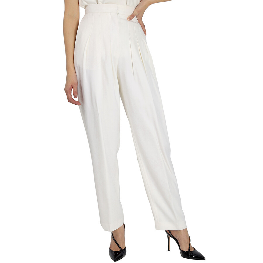 Burberry Snow Grain De Poudre Wool Pleated Trousers - 3