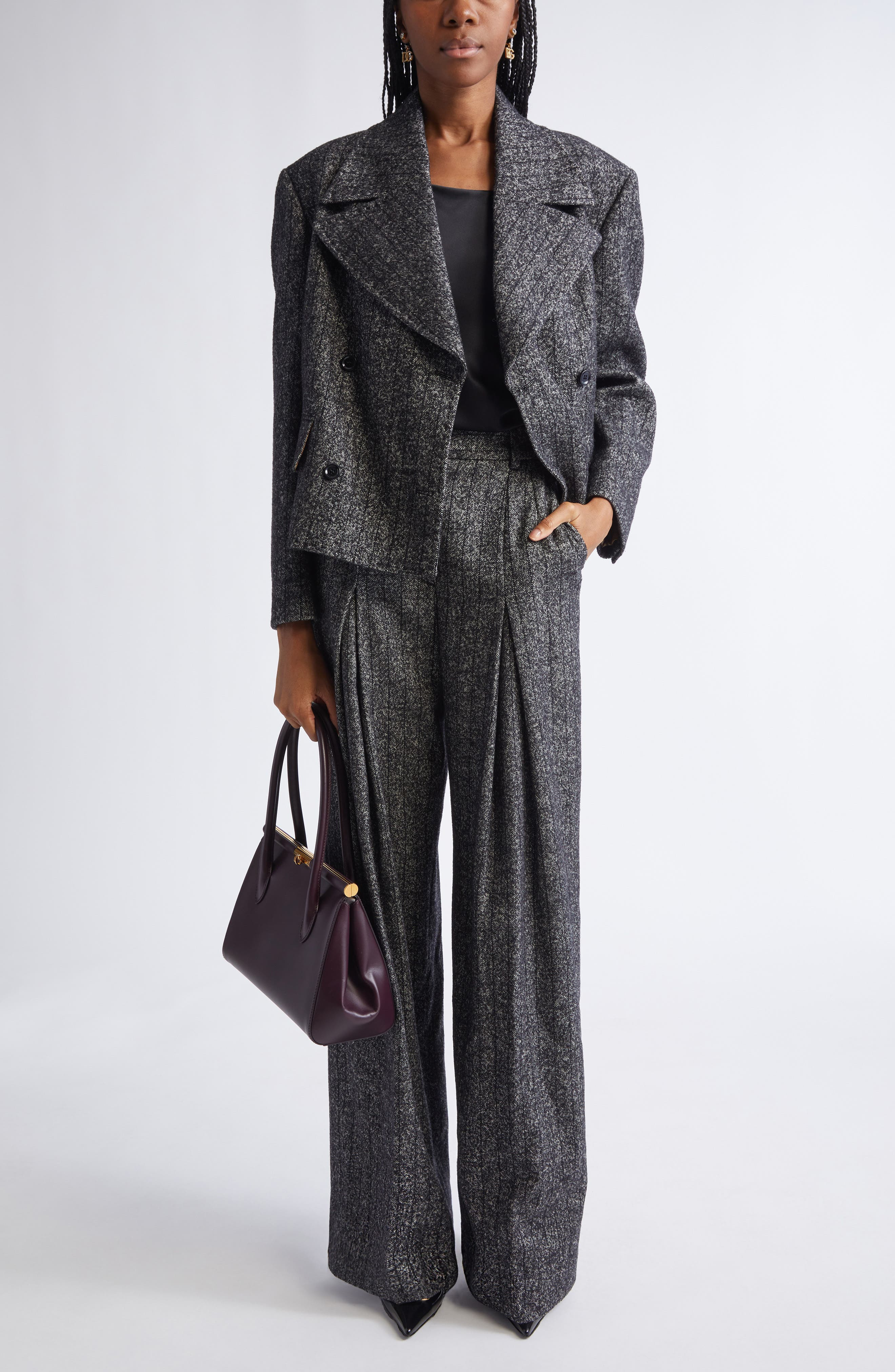Dolce&Gabbana Pleated Stripe Virgin Wool Blend Pants in S8051 Rigato at Nordstrom - 2