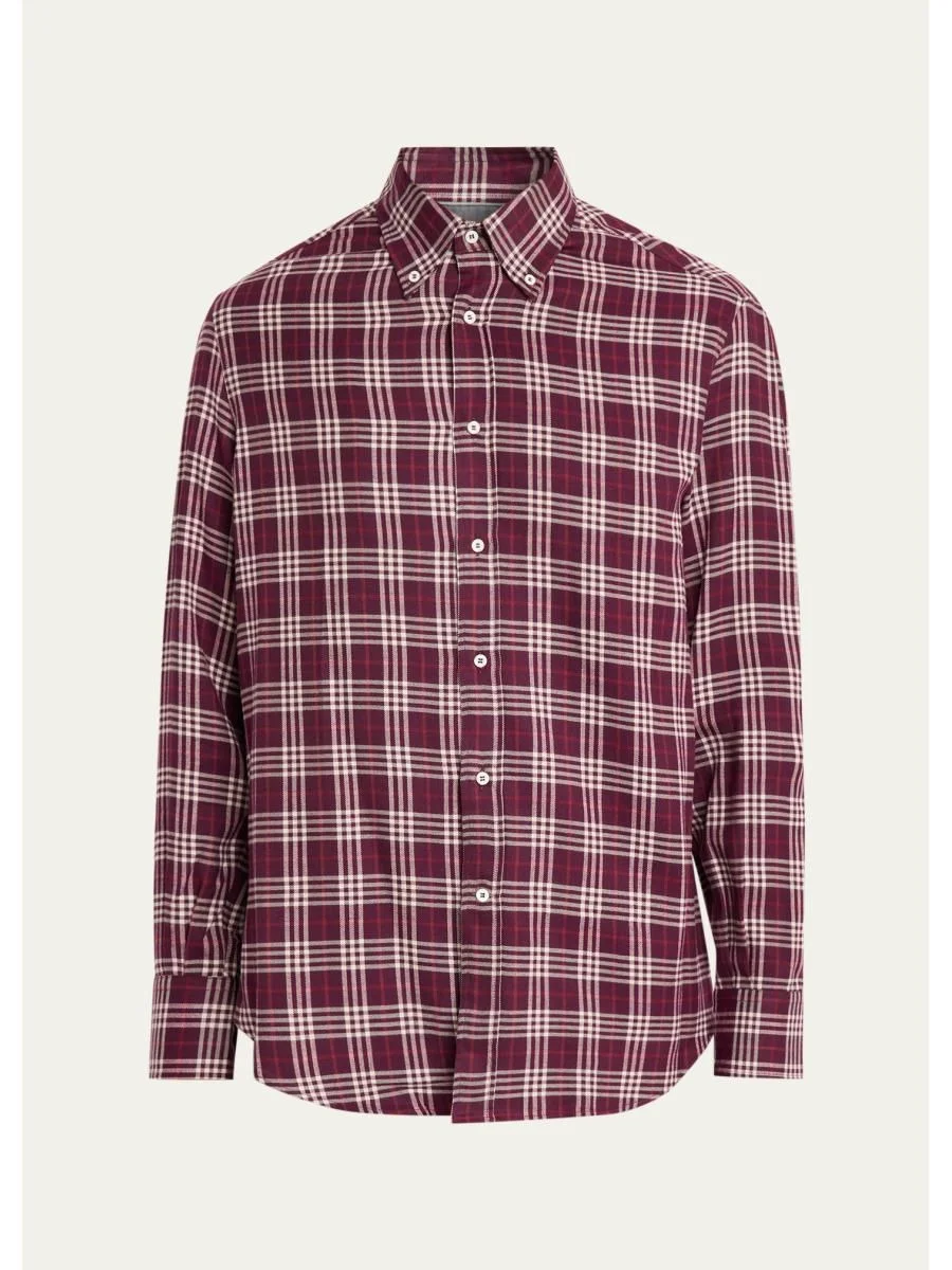 Men's Cotton-Lyocell Plaid Button-Down Shirt - 1