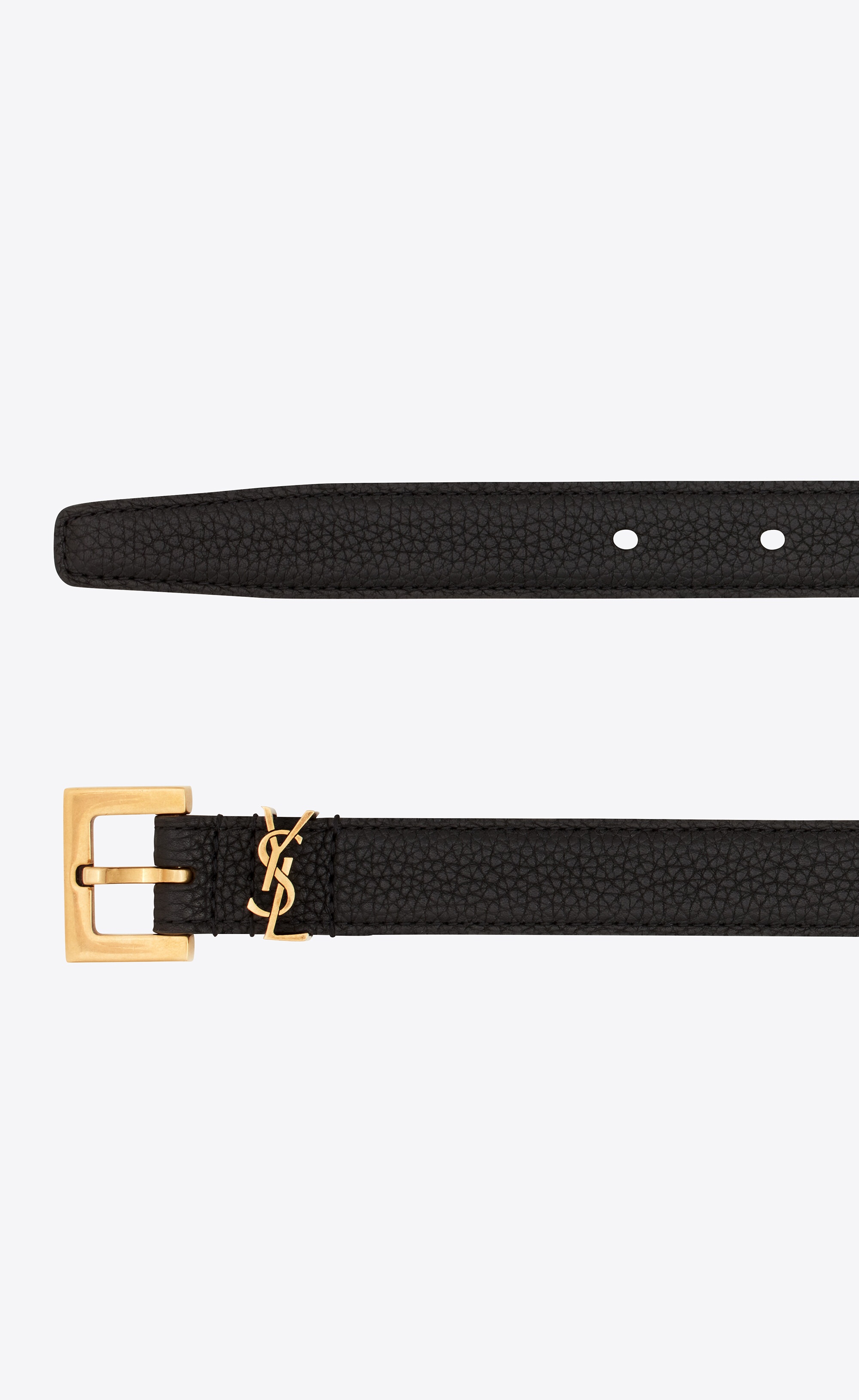narrow monogram belt with square buckle in grained leather - 2