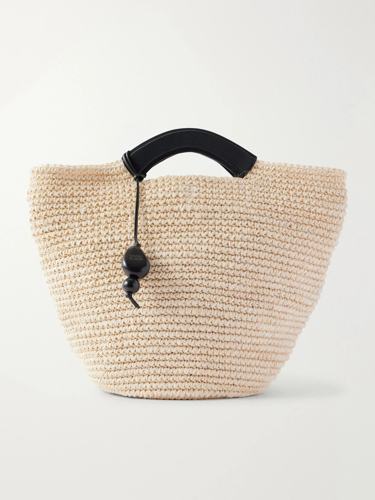 Shopper Large Leather-trimmed Woven Raffia Tote - 1
