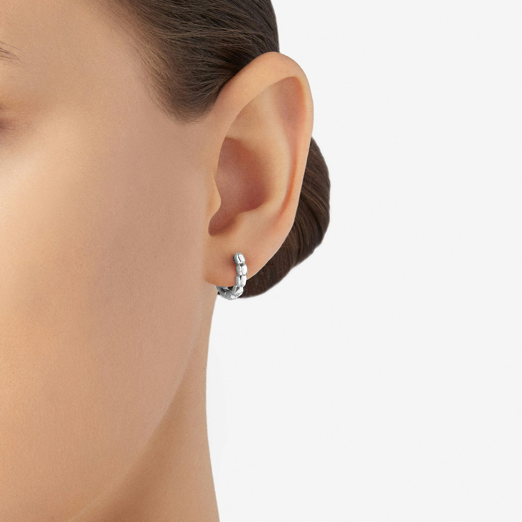 SILVER GRANELLI HOOP EARRING - 2