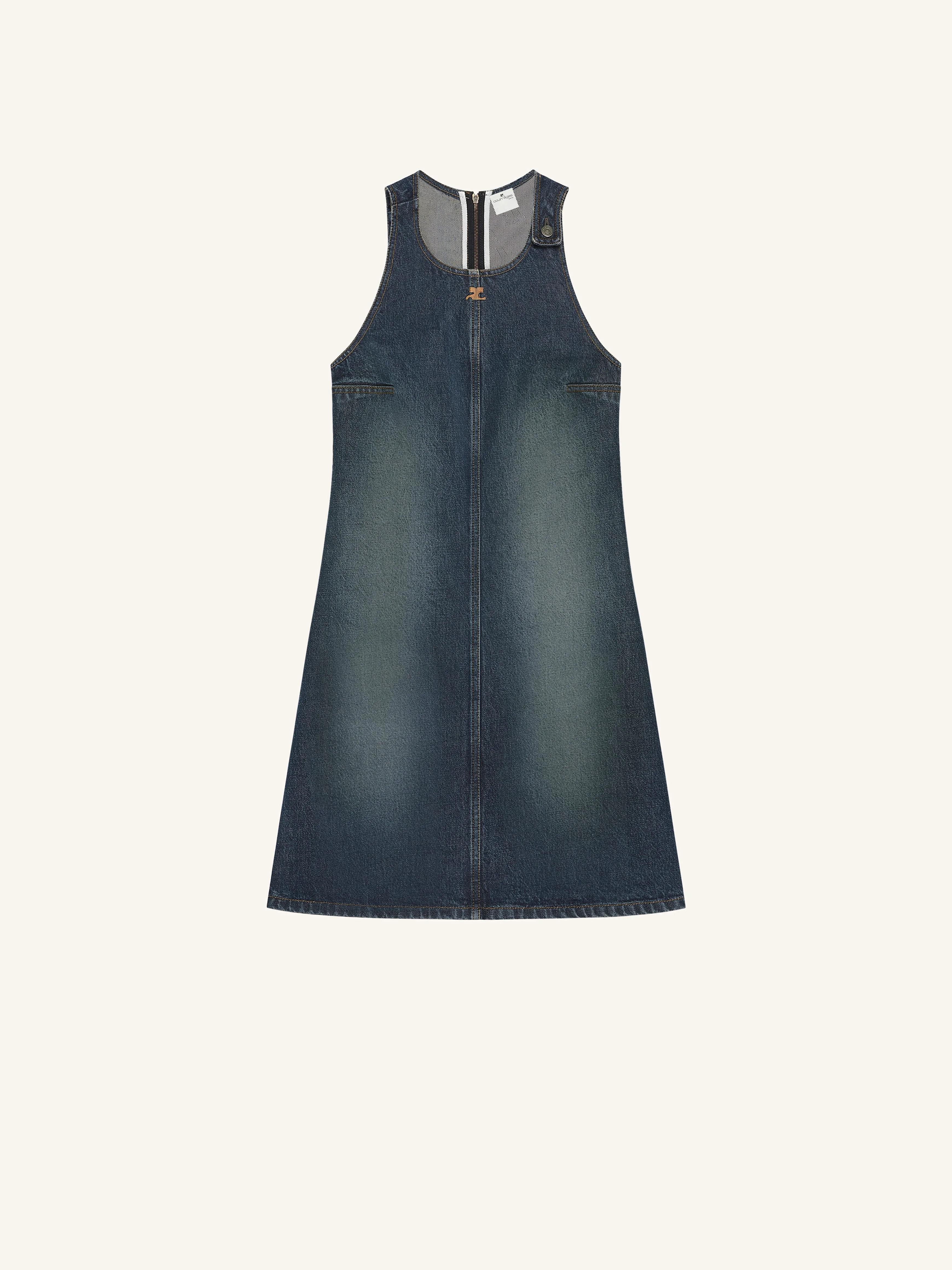VINTAGE BLUE DENIM A-LINE DRESS - 1