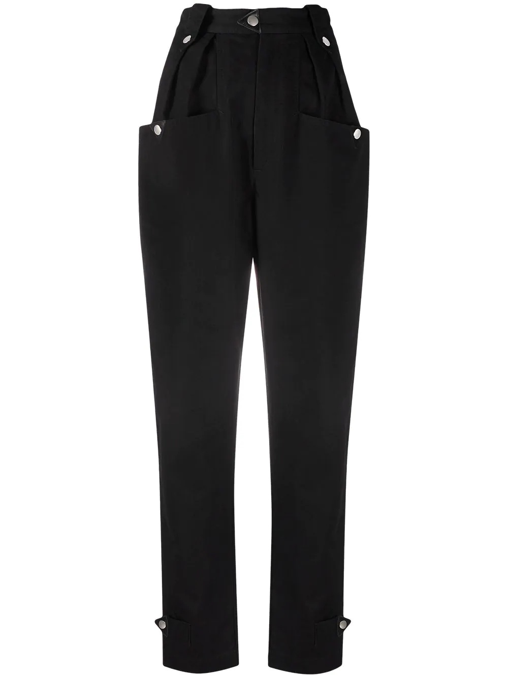 high-waisted tapered cotton trousers - 1