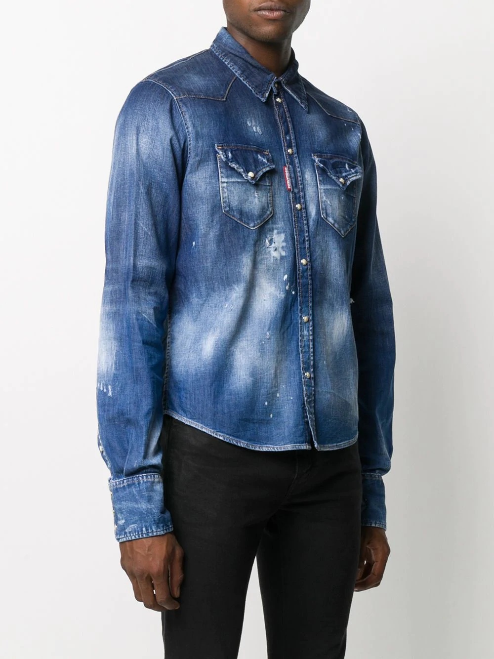 distressed denim shirt - 3