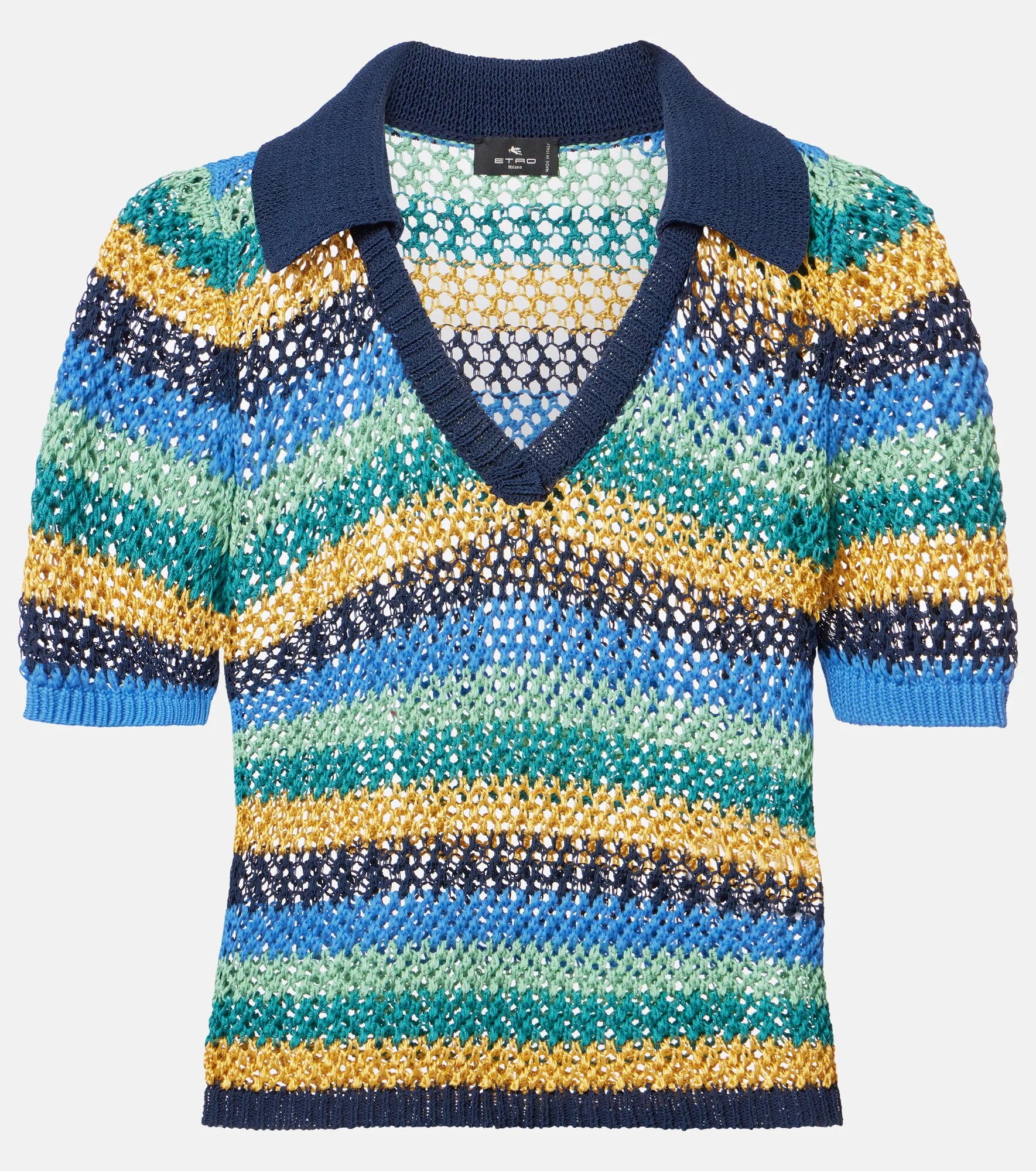 Knitted striped cotton-blend crop top - 1