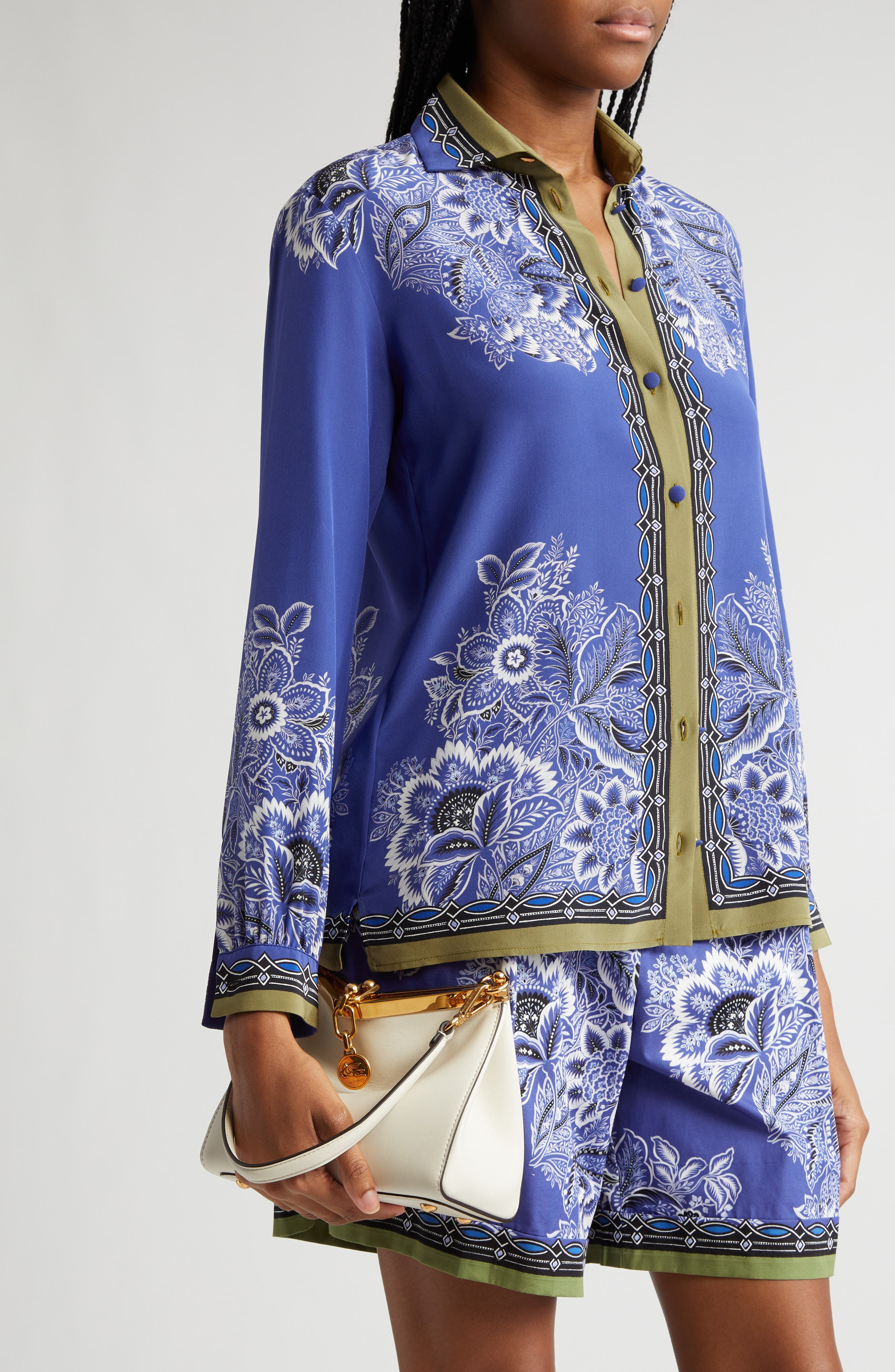 Etro Small Vela Leather Shoulder Bag in White at Nordstrom - 3