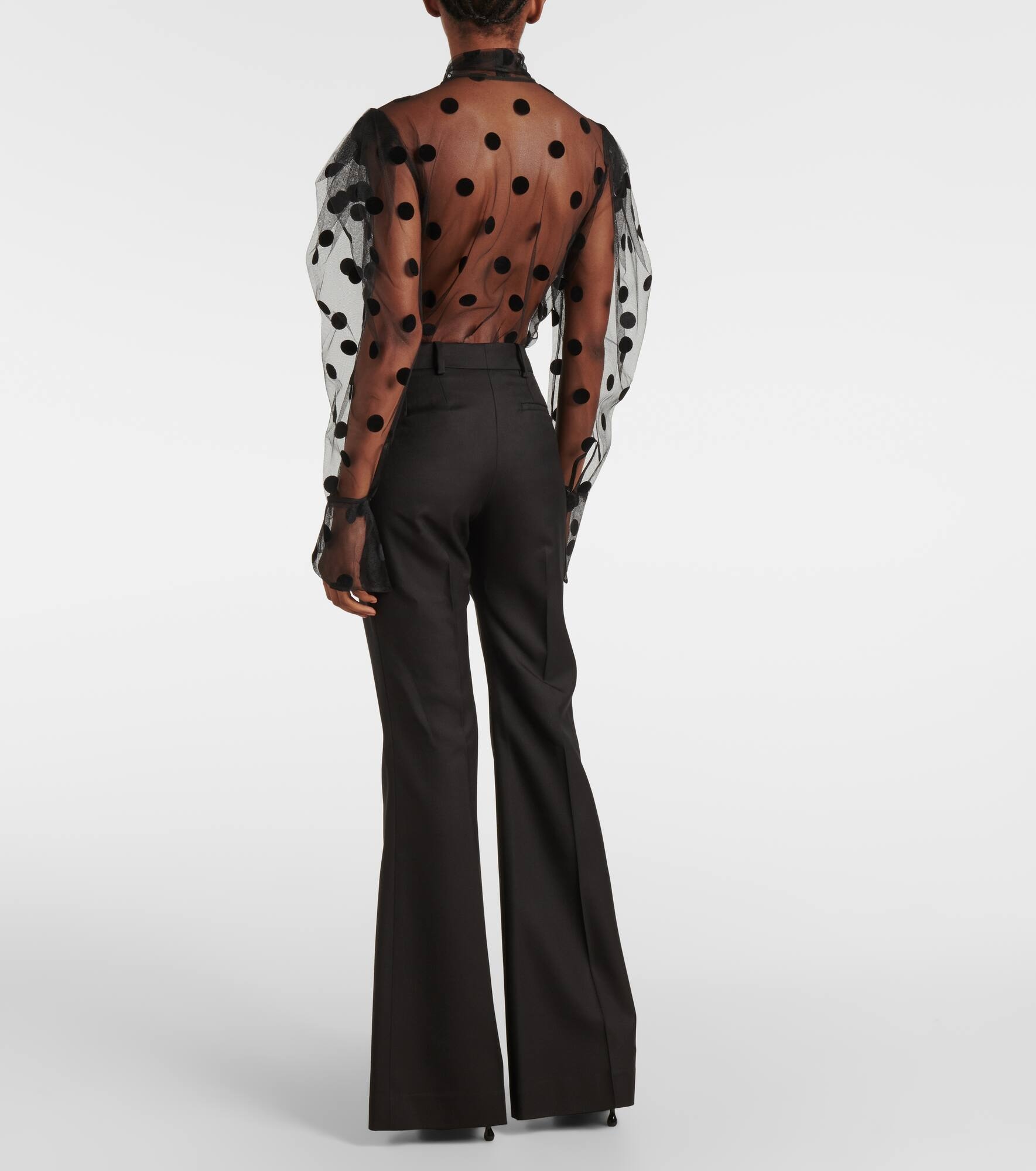 Wool gabardine flared pants - 3