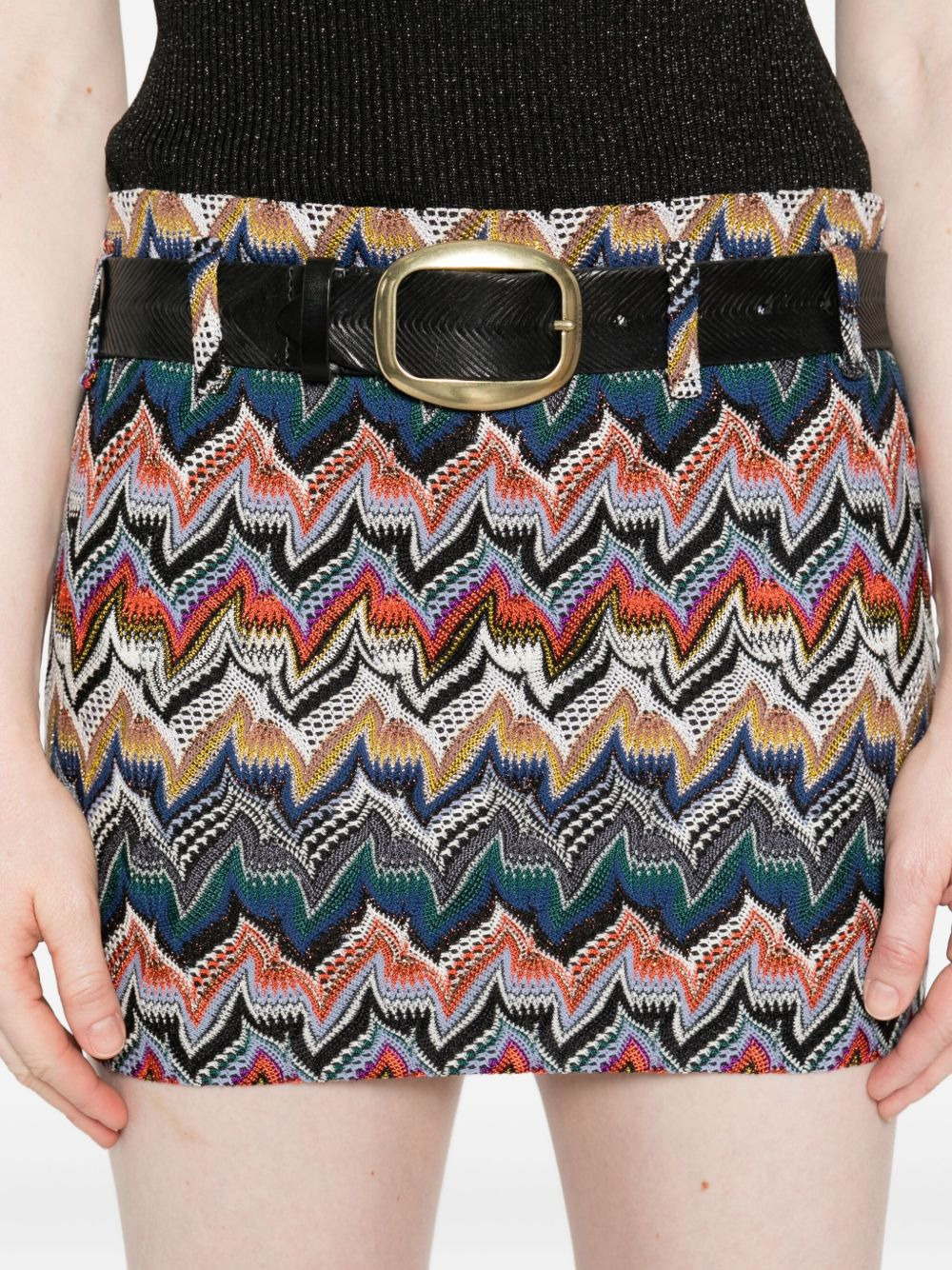 chevron-pattern mini skirt - 5