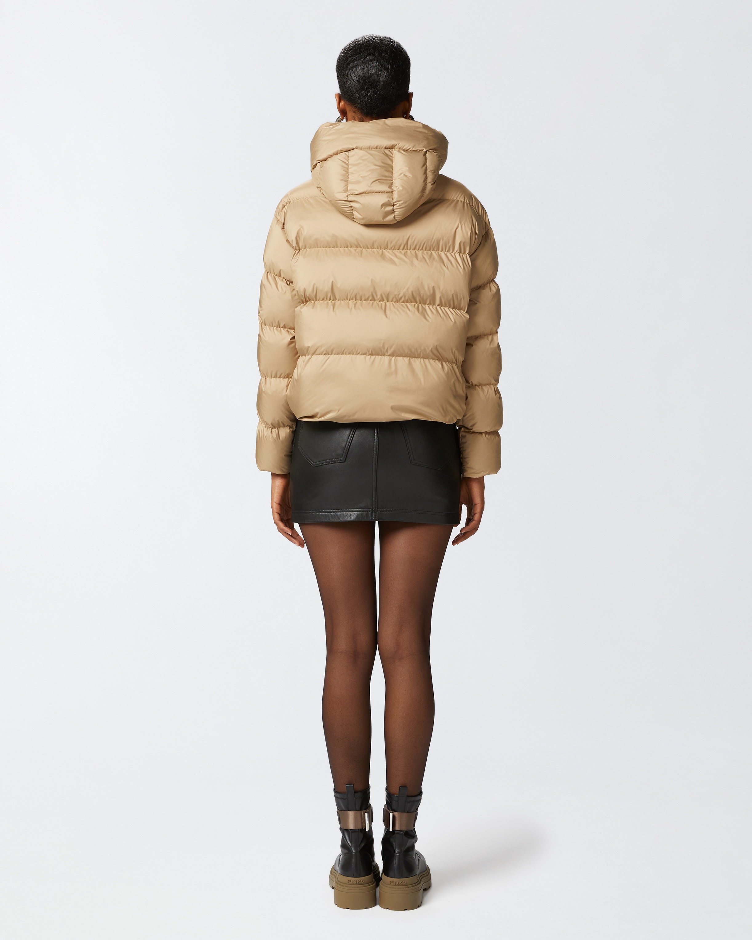 PADDED DOWN JACKET WITH HIGH WRAP-AROUND COLLAR - 4