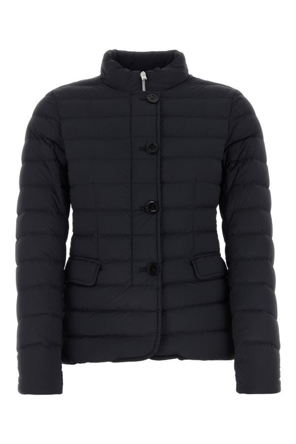 Black stretch nylon down jacket - 1