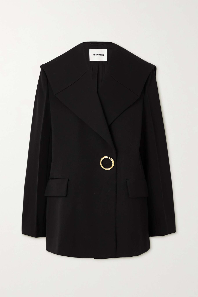 Oversized embellished wool-grain de poudre blazer 1