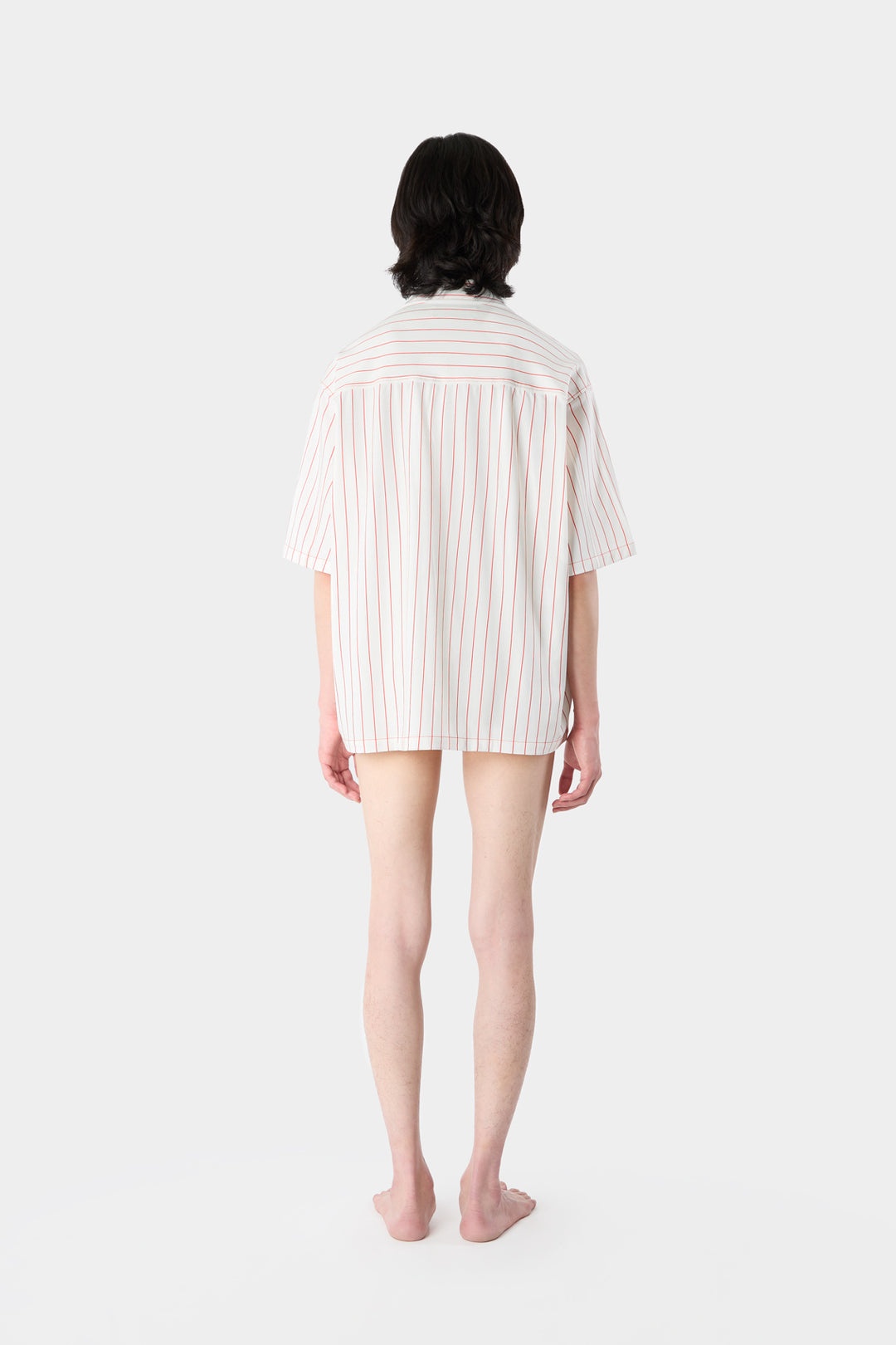 SHORT SLEEVE SHIRT / white & red stripes - 3