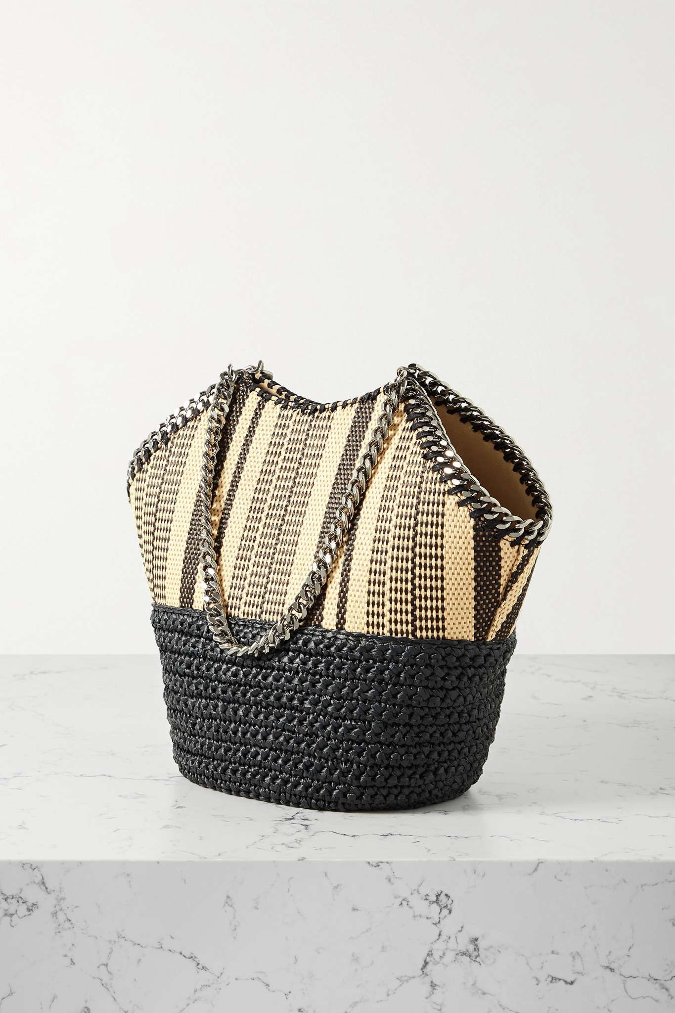 The Falabella medium striped raffia tote - 3