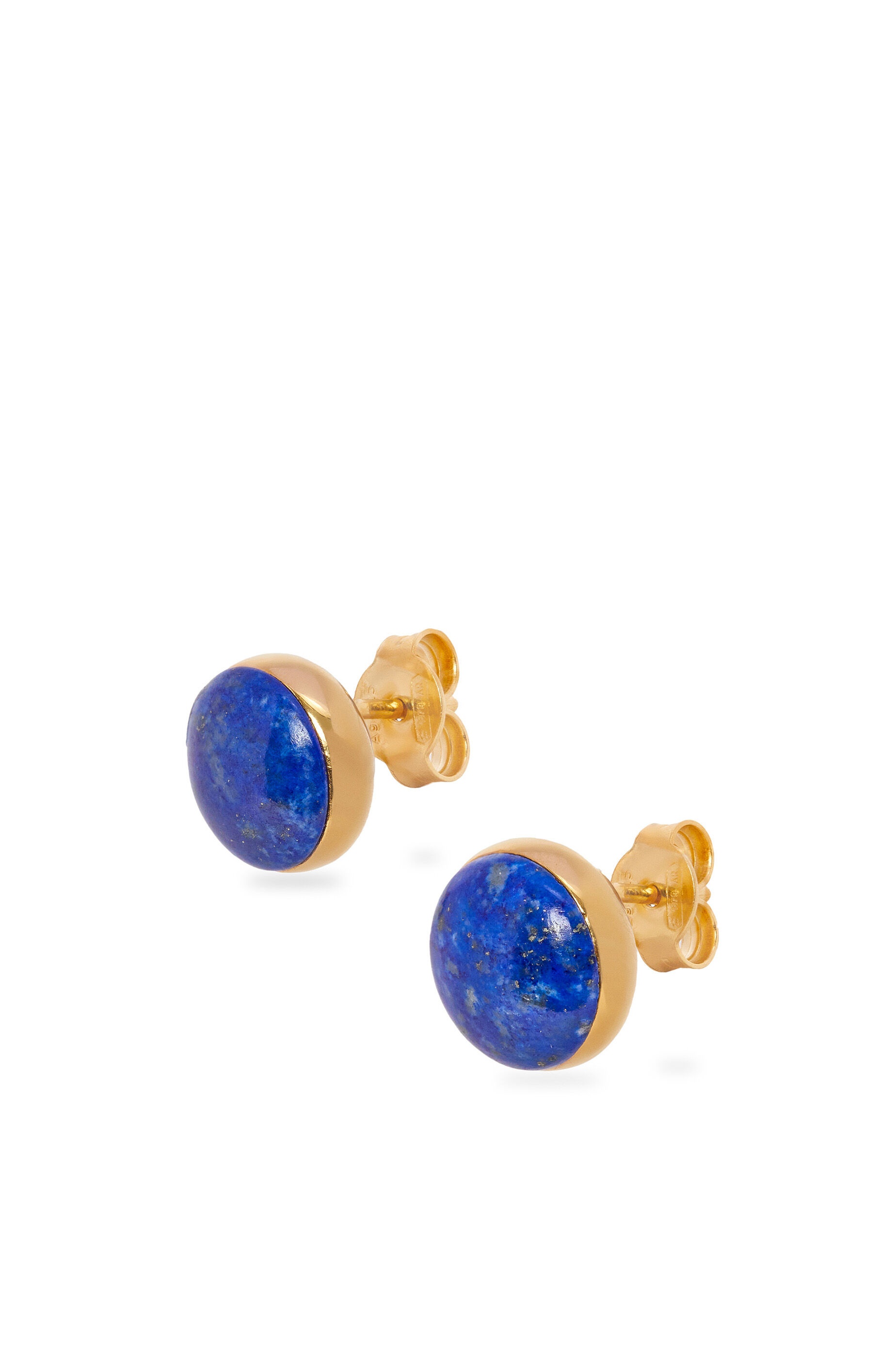 Anagram Pebble stud earrings in sterling silver and lapis lazuli 1