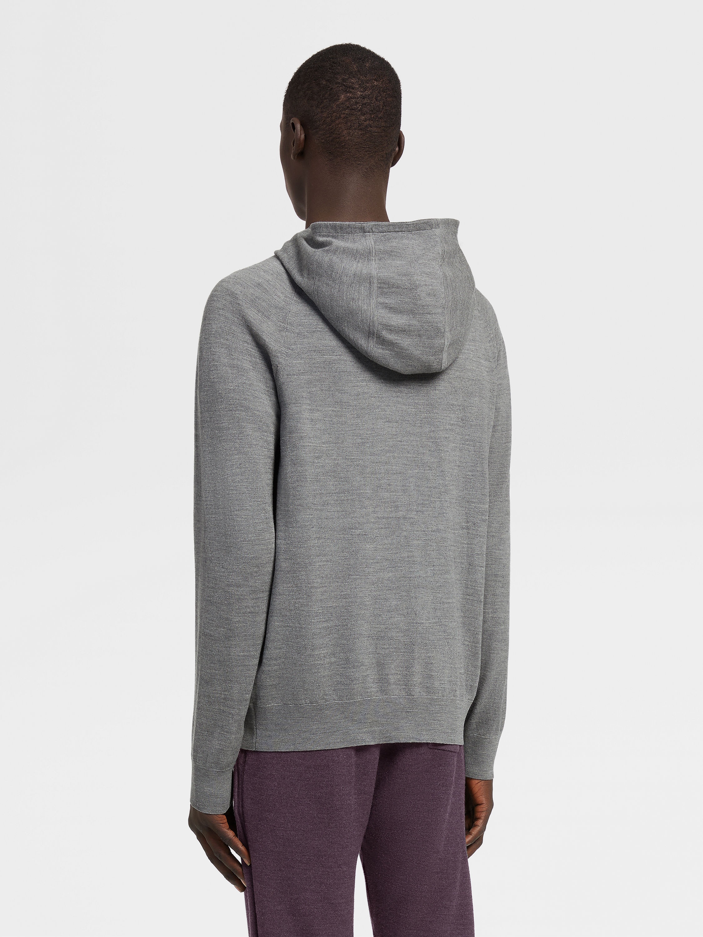 GREY MÉLANGE 12MILMIL12 WOOL HOODIE - 3