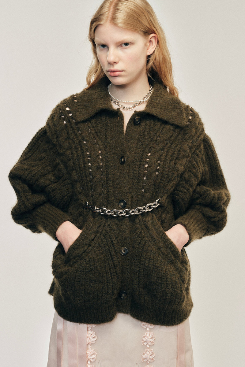 Sculpted Chunky Knit Chain Detail Cardigan 3