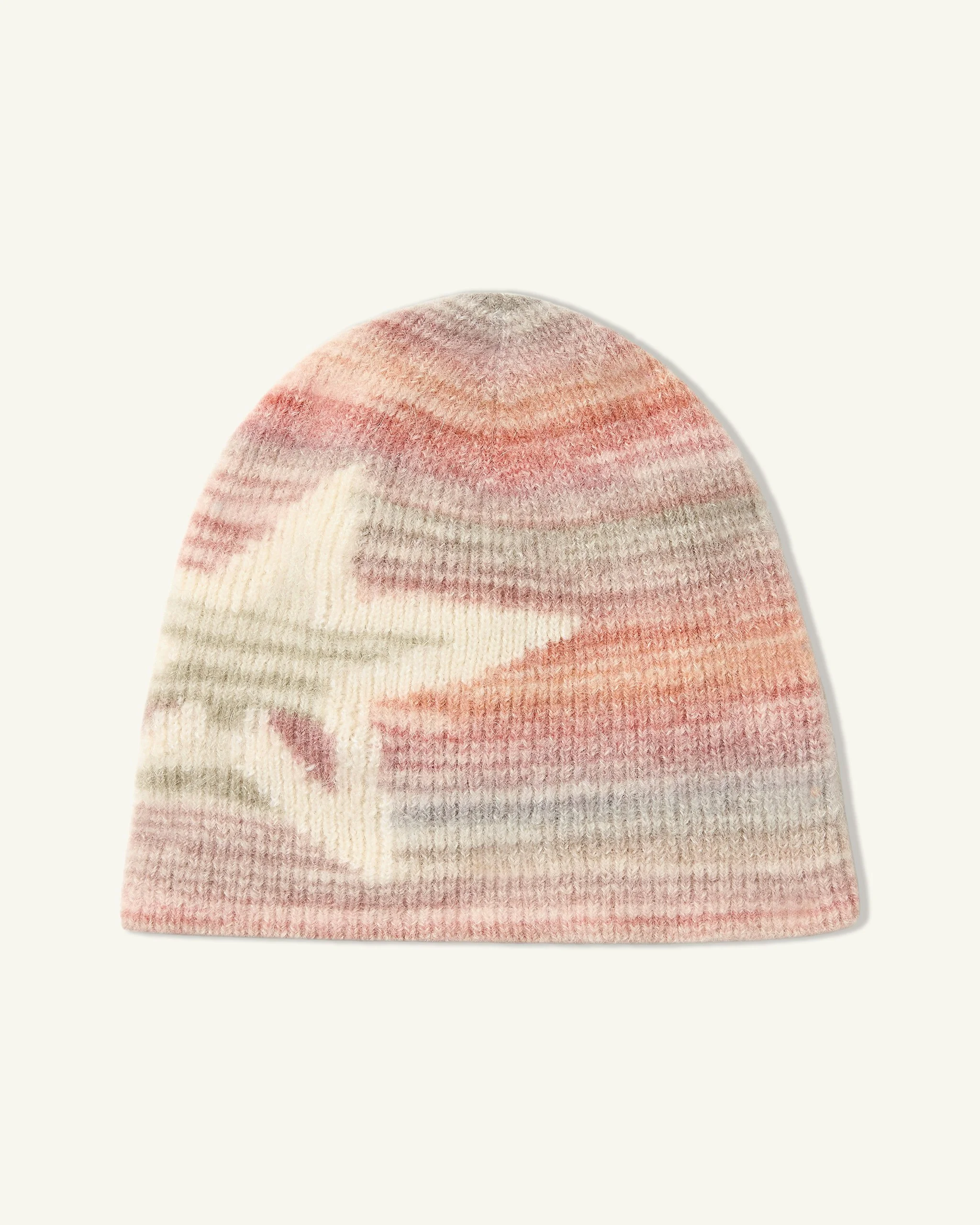Wool Blend Pastel Striped Beanie - 1