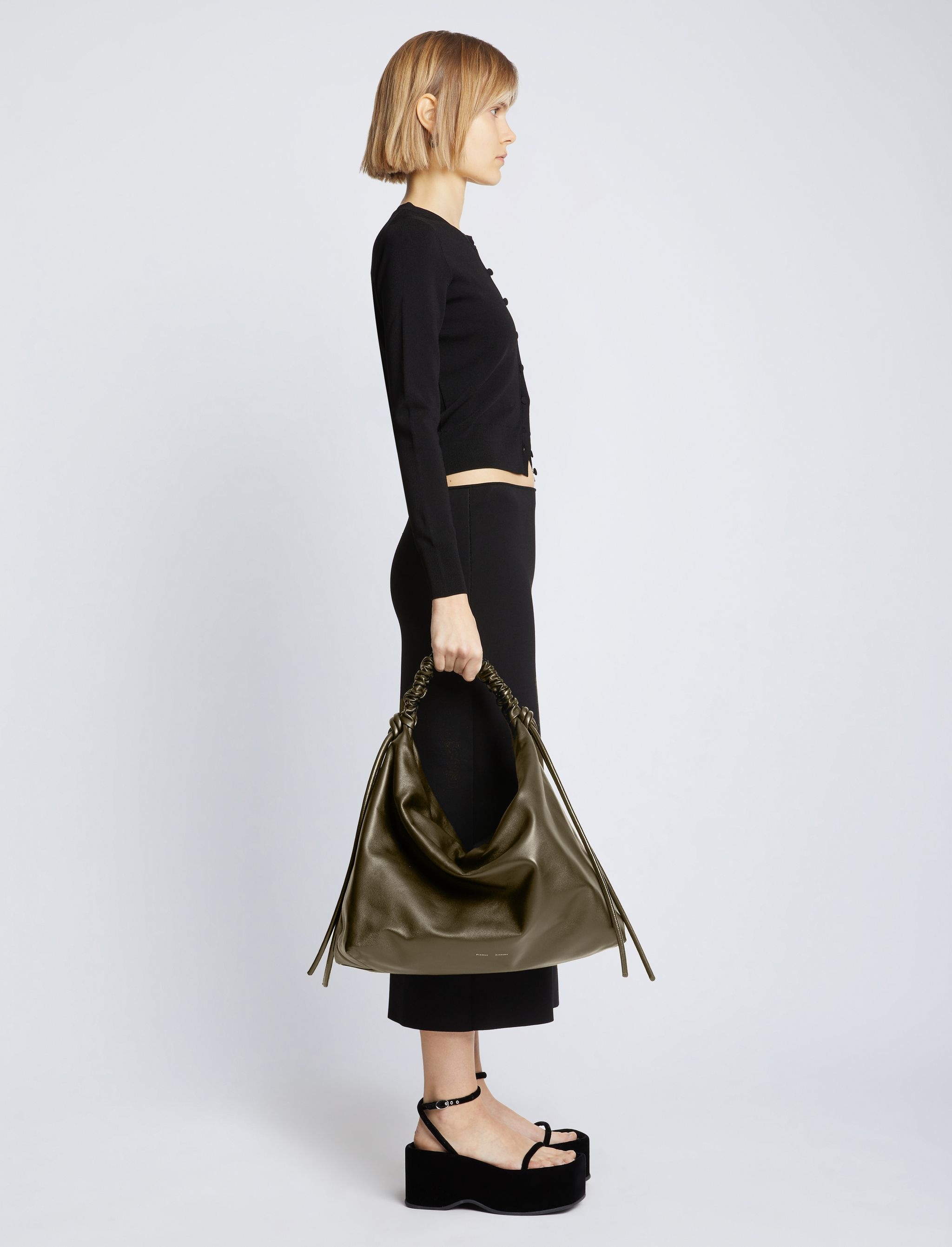 Large Drawstring Shoulder Bag - 3