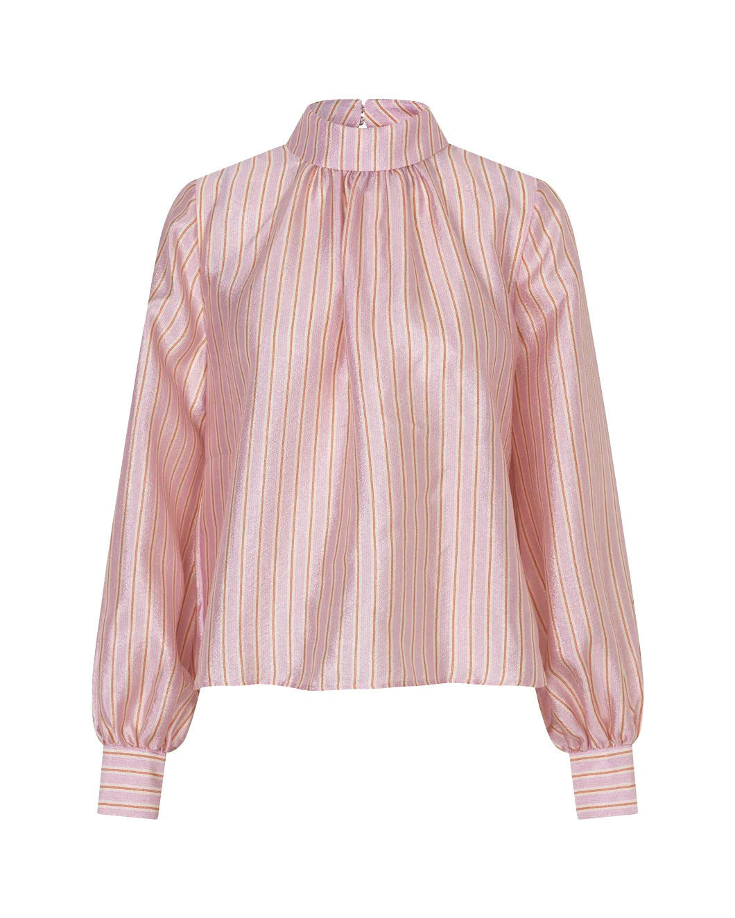 GATHERED LONG SLEEVE TOP ROSE PINSTRIPE - 1