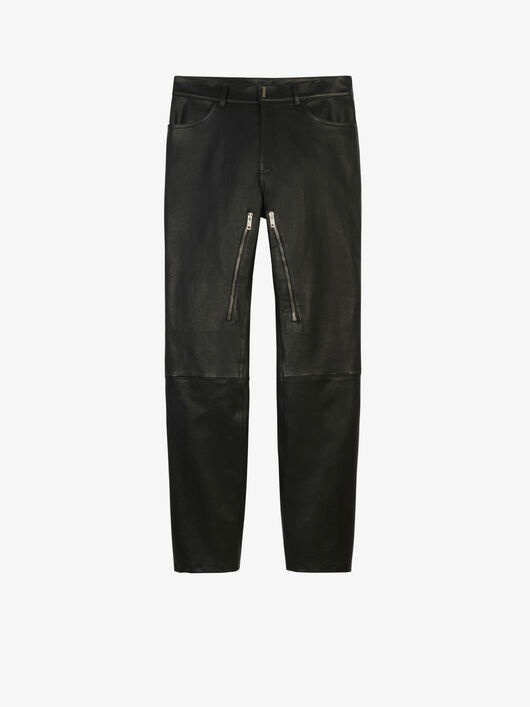 PANTS IN LEATHER WITH ZIPS - 3