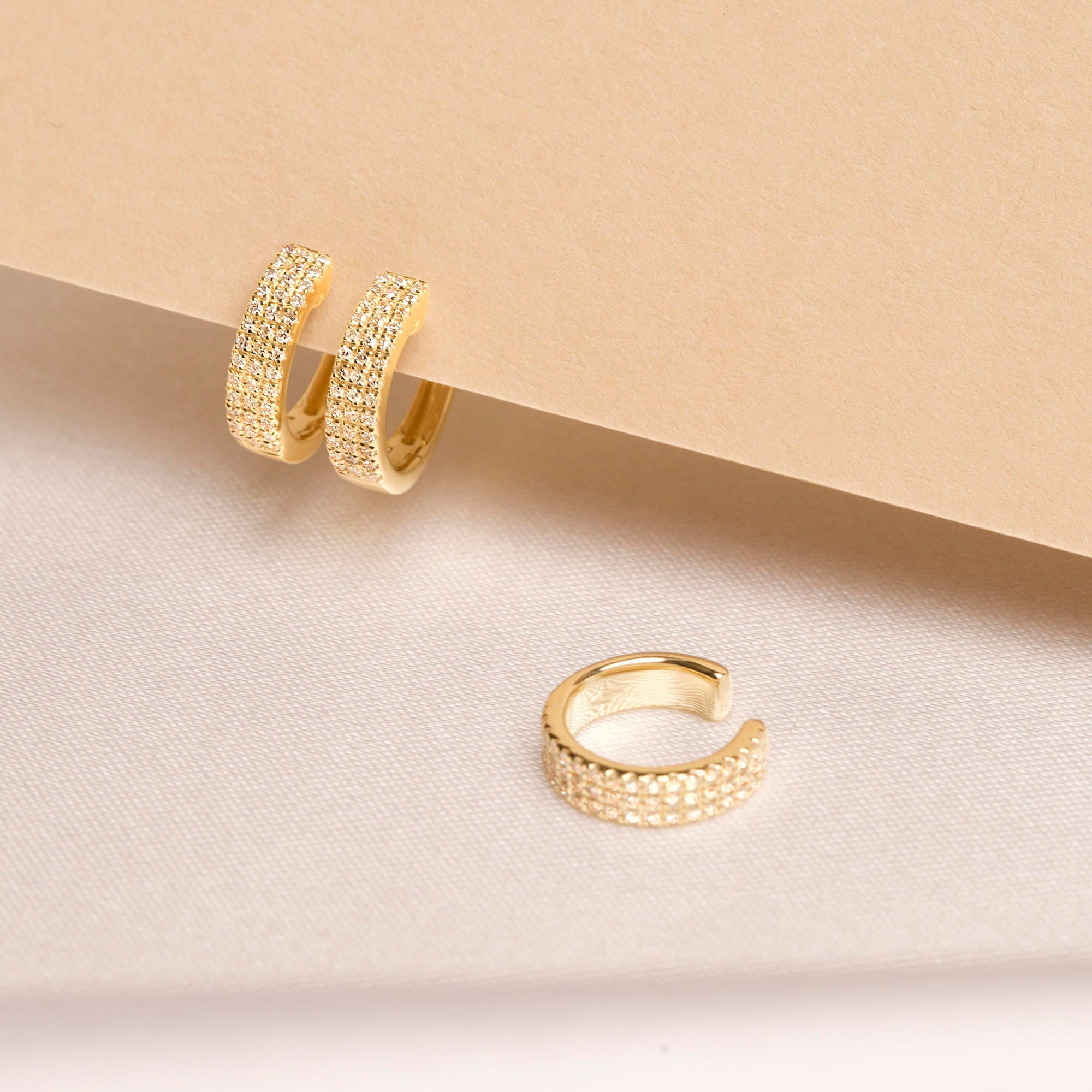 Diamonds On Diamonds Huggie Earrings - 7