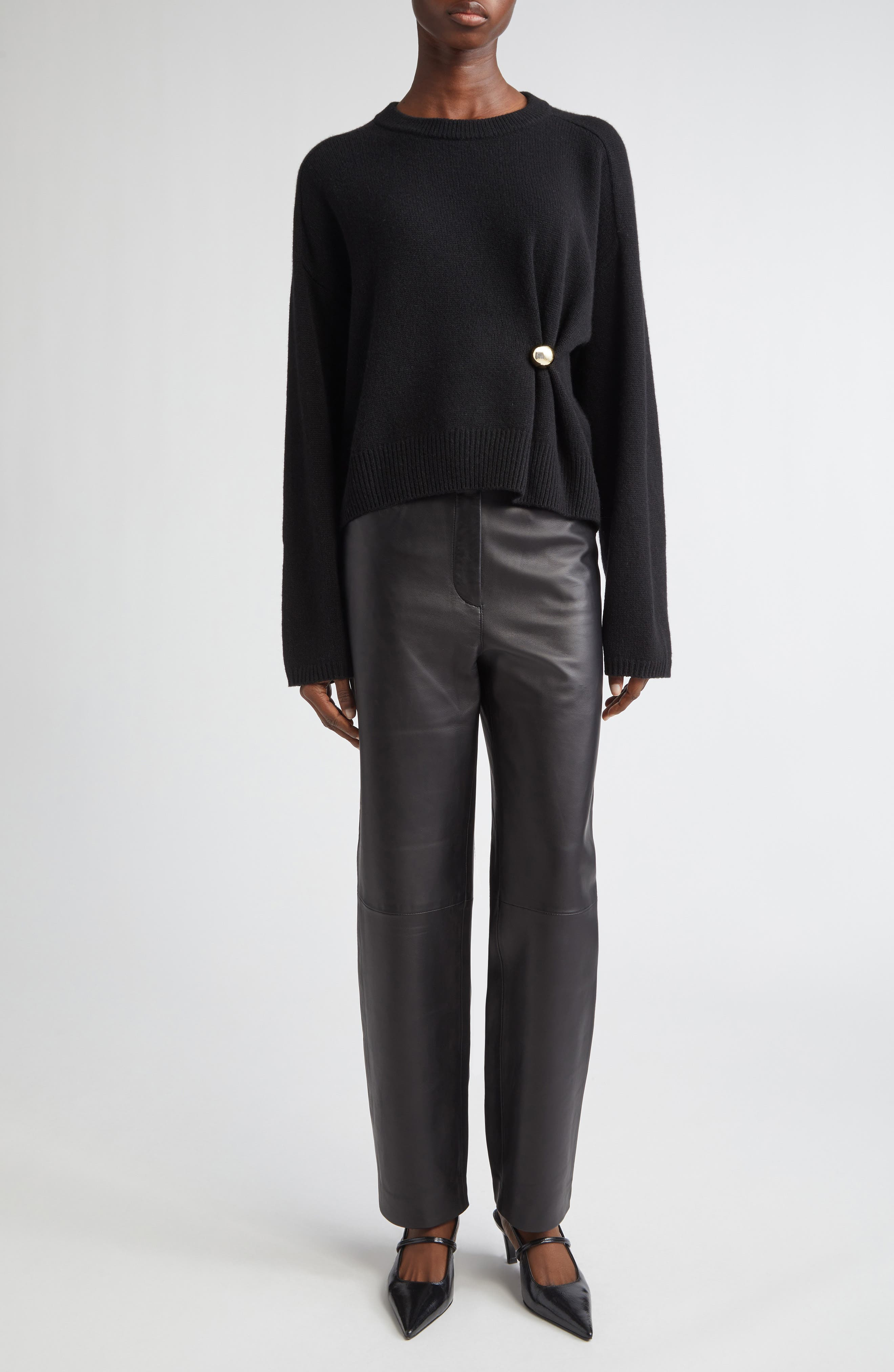 LOULOU DE SAISON Bill Draped Cashmere Sweater in Black at Nordstrom - 2