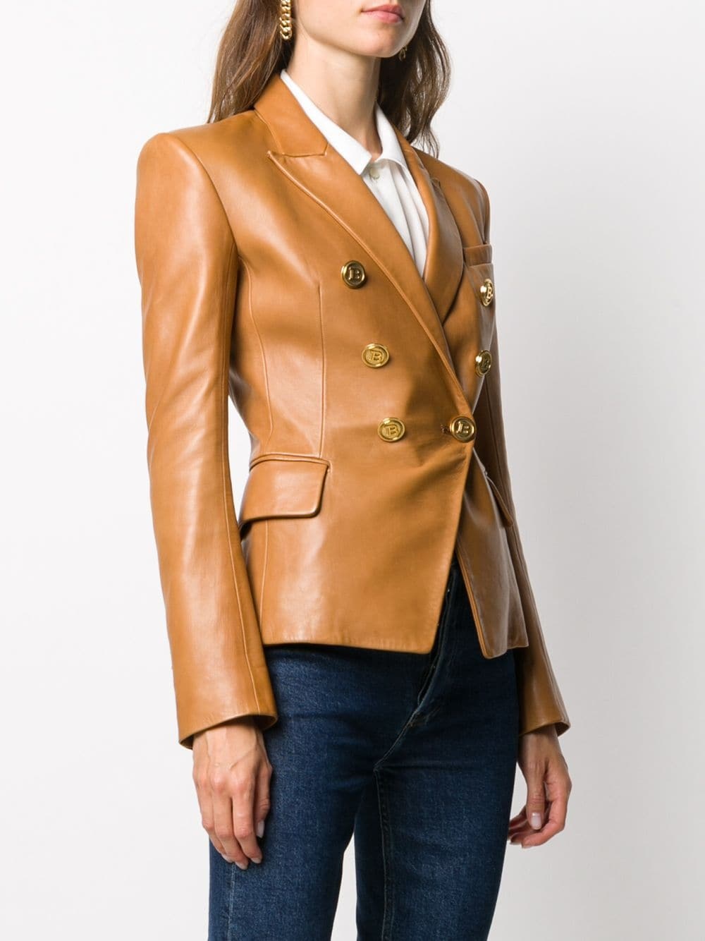 double-breasted lambskin jacket - 3