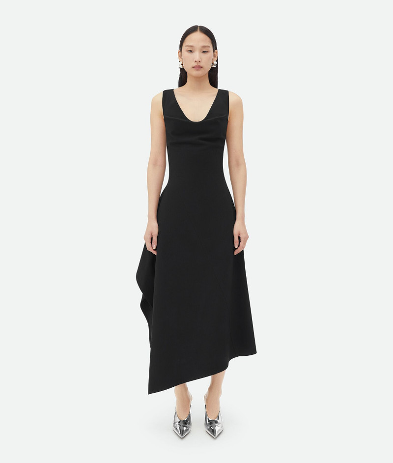 Stretch Cotton Asymmetric Midi Dress - 1
